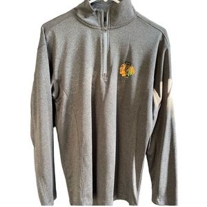 NWOT NHL Chicago Blackhawks Quarter Zip‎ Pullover Black Long Sleeve Size Small